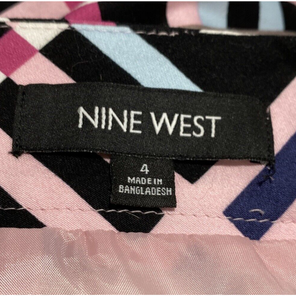 Nine West size 4 pencil skirt pink black blue gray plaid business casual preppy - Picture 2 of 7